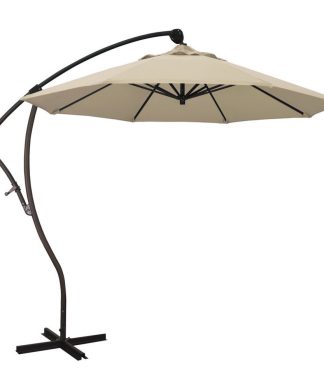 9' Bronze Cantilever Crank Aluminum Umbrella, Beige Pacifica