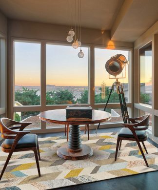 Weave & Wander Binada Graphic Chevron Tufted Rug, Gray/Yellow, 5'x8'
