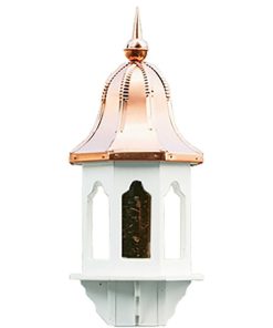 29" Copper Bell Top Bird Feeder, Weatherproof Vinyl Body/Post Bracket