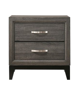 Wooden Nightstand With 2 Drawers, Weathered Gray