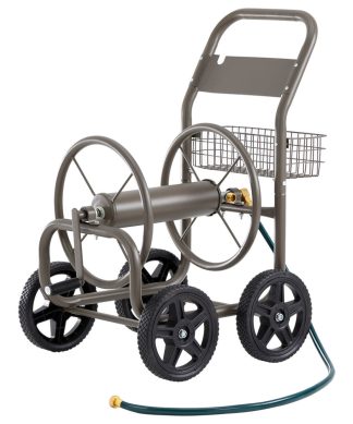 36"H 250 ft. Steel Gray 4-Wheel Garden Hose Reel Cart