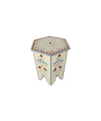 XL Flower Hand painted Moroccan End Table Nightstand Accent Table