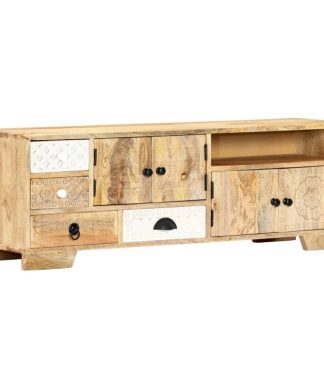 vidaXL Solid Mango Wood TV Cabinet Sturdy Rustic 47.2" TV Drawer Stand Unit