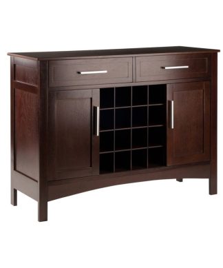 Winsome Gordon Transitional Solid Wood Wine Rack Buffet in Cappuccino