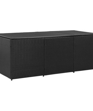 vidaXL Patio Storage Box Poly Rattan 70.8"x35.4"x29.5" Black Organizer Chest