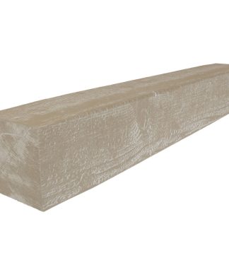 6"H x 10"D x 60"W Rough Sawn Faux Wood Fireplace Mantel, White Washed