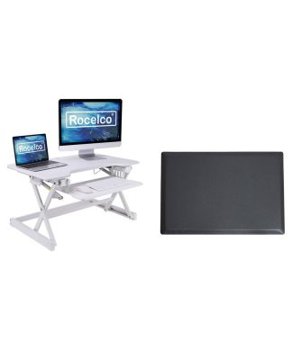 32" Height Adjustable Standing Desk Converter Bundle in Black (R EADRW-MAFM)