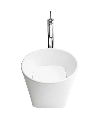 16" Cast Round Ceramic Above Counter Vessel Sink without Overflow in White