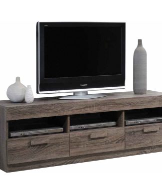 59"x15"x19" Rustic Oak Mdf Tv Stand
