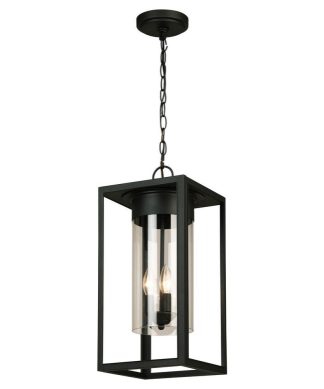 Walker Hill 3 Light Outdoor Pendant or Chandeller, Matte Black