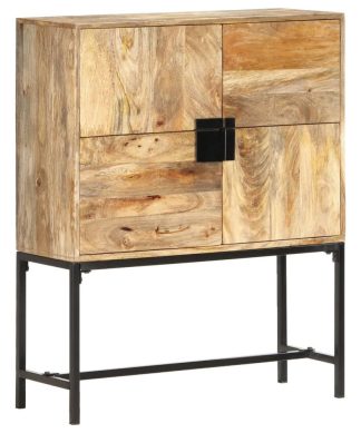 vidaXL Solid Wood Mango Highboard Storage Wooden Wine Cabinet Locker Chest