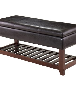 Winsome Wood Transitional Pu Leather And Solid Wood Bench 94143