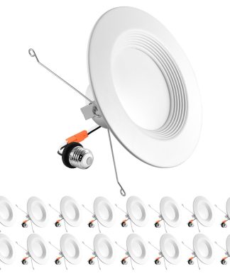 5/6" LED Recessed Downlight 14W 5 Color Options Dimmable Baffle Trim 16 Pack