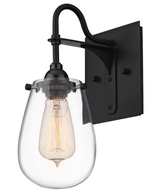 1 Light Wall Sconce-12.50 Inches Tall and 5.25 Inches Wide Satin Black Finish