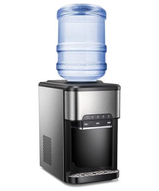 3-in-1 Water Cooler Dispenser, Top Loading Water Cooler With Built-in Ice Maker