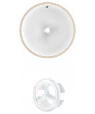 16.5-in. W Round Undermount Sink Set In White - White Hardware