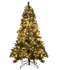 6.5' Pre-lit Snow Valley Pine Artificial Christmas Tree, Clear Lights