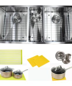 42" 16 Gauge Undermount Triple Bowl Stainless Steel Sink Package