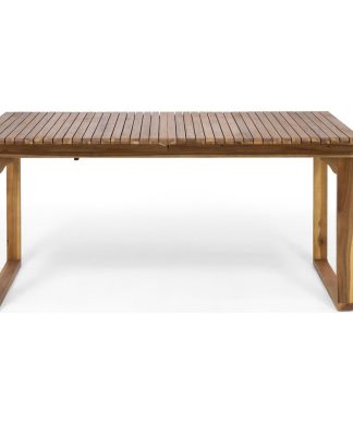 Yilia Outdoor Expandable Acacia Wood Dining Table, Brown Patina Finish