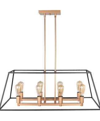 8-Light Kitchen Island Modern Rectangular Chandelier