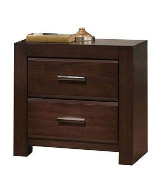 Wooden Walnut Nightstand with 2 Drawers