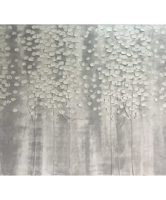 Wall Decor "White Forest" Hand Painted Oil Canvas Artwork, Modern