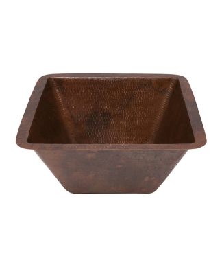 15" Square Under Counter Hammered Copper Bathroom Sink, Oil Rubbed Bronze