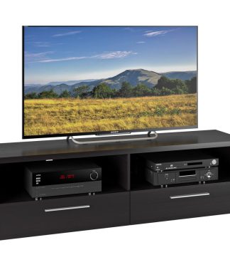 CorLiving Fernbrook TV Stand in Black Faux Wood Grain Finish, 59"