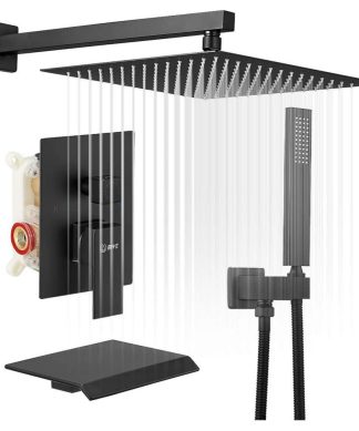 Wellfor 12" Square Bathroom Luxury Rain Mixer Shower Combo Set
