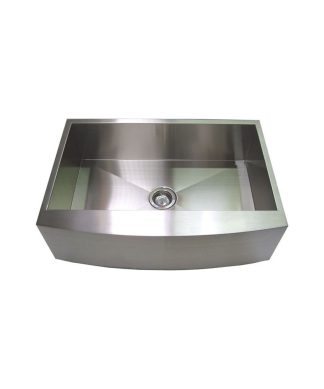 30" Handmade Farmhouse Curved Front Apron Stainless Steel Kitchen Sink