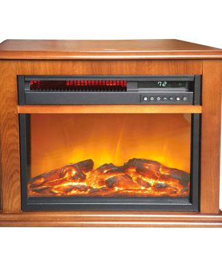 3-Element Infrared Fireplace, Oak Mantel