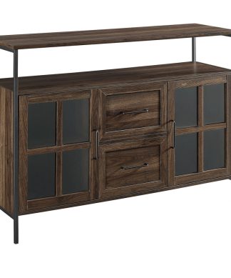 48" Industrial 3, Door Buffet, Dark Walnut