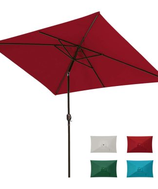 10' X 6.5' Outdoor Patio Umbrella With Push-Button Tilt Crank, Red