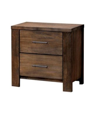 2 Drawers Wooden Nightstand, Antique Oak
