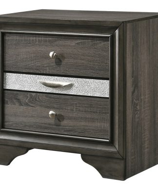 3 Drawers Wooden Nightstand, Gray