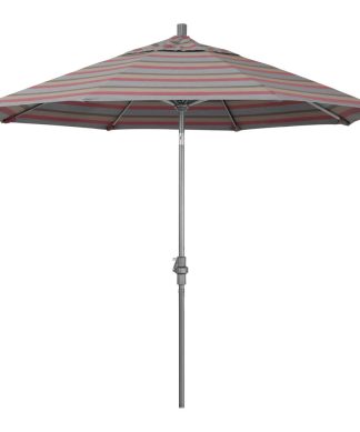 9' Grey Collar Tilt Crank Aluminum Umbrella, Gateway Blush Sunbrella