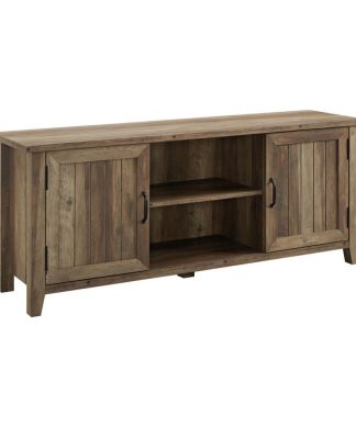 58" Modern Farmhouse TV Stand with Beadboard Doors - Rustic Oak