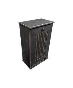 Wooden Trash Bin, Old Black