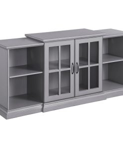 60" Classic 2-Door Tiered TV Console, Antique Gray