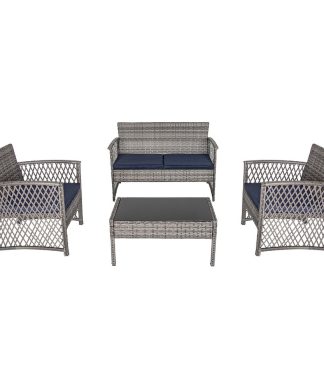 WestinTrends 4-Piece Outdoor Patio Conversation Set, Navy