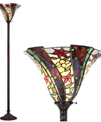 Williams Tiffany-Style 71" Torchiere Floor Lamp, Bronze