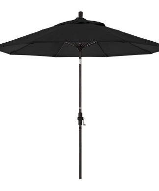 9' Bronze Collar Tilt Crank Aluminum Umbrella, Black Sunbrella