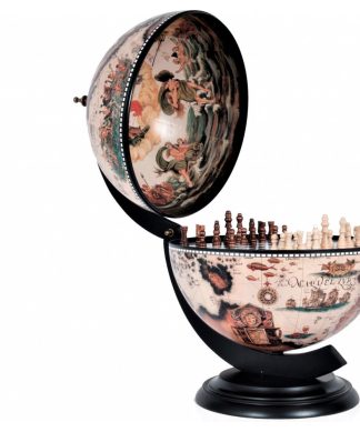 White Globe With Chess Holder, 13"x13"x20"