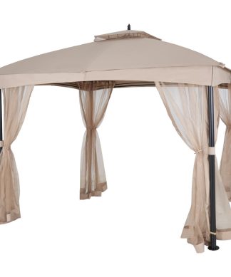 12 ft. x 10 ft. Soft Top Steel Outdoor Patio Gazebo with Netting