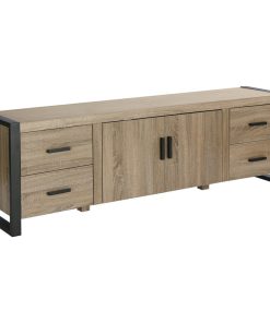 70" Ash Gray Wood TV Stand Console, Driftwood