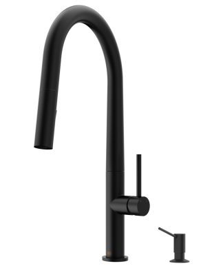 VIGO Greenwich Pull Down Kitchen Faucet With Soap Dispenser, Matte Black