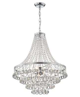 7-Light Chrome and Crystal Empire 4 Tier Chandelier Glam Lighting