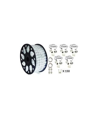 120V Dimmable LED Cool White Rope Light 150' Kit, Deluxe
