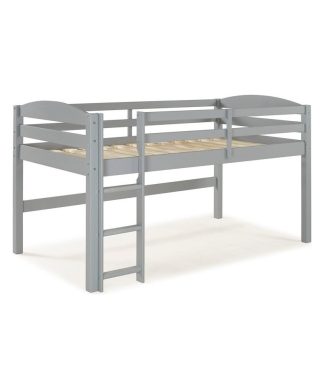 Walker Edison Transitional Solid Wood Low Loft Twin Bed in Gray