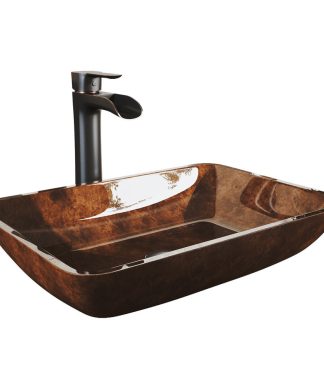 VIGO 18" Glass Vessel Bathroom Sink and Niko Vessel Faucet